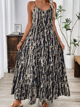 Printed Scoop Neck Maxi Cami Dress Black OutfitFlow