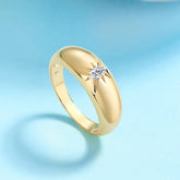 925 Sterling Silver Moissanite Ring Gold OutfitFlow