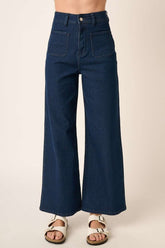 Mittoshop High Waist Wide Leg Jeans Indigo OutfitFlow