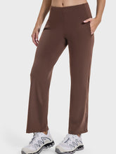 Millennia Pocketed High Waist Active Pants Brown OutfitFlow
