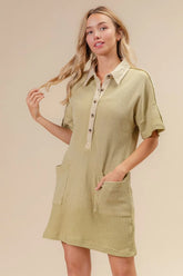 BiBi Dip Dye Mineral Washed Knit Dress SAGE OutfitFlow