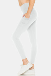 Leggings Depot High Waist Leggings with Pockets White OutfitFlow