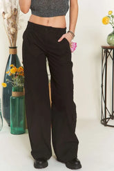 ADORA Low Rise Casual Cargo Pants BLACK OutfitFlow