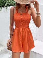 Smocked Halter Neck Romper Orange OutfitFlow
