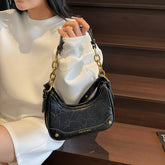 Leather Crescent Shoulder Bag Black onesize OutfitFlow