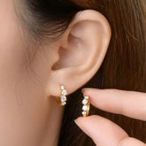 925 Sterling Silver Moissanite Huggie Earrings Gold One Size OutfitFlow