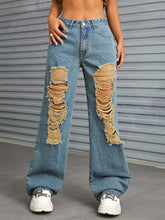 Distressed Wide Leg Jeans with Pockets Medium OutfitFlow