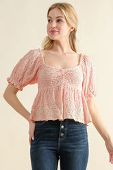 And The Why Lovely Textured and Smocked Top BLOSSOM OutfitFlow