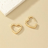 Alloy Heart Shape Hoop Earrings Gold onesize OutfitFlow