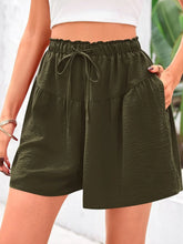 Full Size Casual Drawstring High Waist Relaxed Shorts Plus Size Army Green OutfitFlow