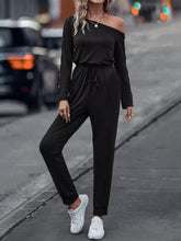 One Shoulder Long Sleeve Jumpsuit Black OutfitFlow