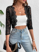 Open Front Lace Cardigan Black OutfitFlow