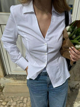 Devine Button Down Collared Neck Long Sleeve Shirt White OutfitFlow