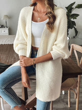 Open Front Long Sleeve Cardigan Cream OutfitFlow