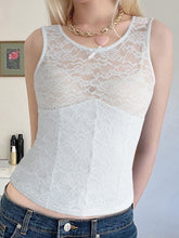 Devine Lace Round Neck Tank White OutfitFlow