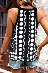Geometric Print Sleeveless Tank Top Black OutfitFlow