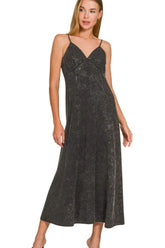 Zenana Tencel Mineral Washed Maxi Dress ASH BLACK OutfitFlow