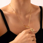 18K Gold-Plated Sun Pendant Necklace Gold onesize OutfitFlow