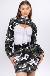 American Bazi Camouflage Cropped Jacket with Chains City Camo OutfitFlow