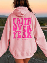 FAITH OVER FEAR Dropped Shoulder Hoodie Pink OutfitFlow