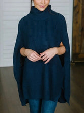 Turtleneck Slit Sweater Deep Teal One Size OutfitFlow