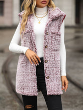 Full Size Button Down Collared Neck Vest Dusty Pink OutfitFlow