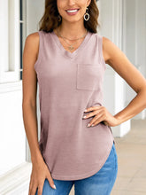 Pocketed V-Neck Tank Dusty Pink OutfitFlow