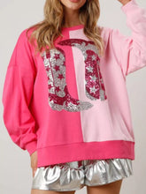 Sequin Boots Color Block Sweatshirt Double Color Matching OutfitFlow