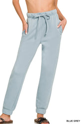 Zenana Fleece Jogger Sweatpants With Pockets BLUE GREY OutfitFlow