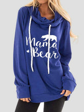 Drawstring Letter Graphic Long Sleeve Hoodie Royal Blue OutfitFlow