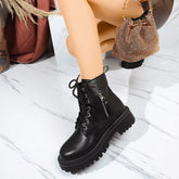 Round Toe Block Heels Boots Black OutfitFlow