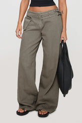 Wide Leg Jeans with Pockets Dark Gray OutfitFlow