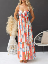 Printed Spaghetti Strap Maxi Dress with Pockets Color OutfitFlow