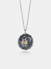 Alloy Inlaid Zircon Sun & Moon Necklace Silver One Size OutfitFlow