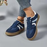 Contrast Round Toe Platform Sneakers Navy OutfitFlow