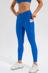 High Waist Active Leggings with Pockets Royal Blue OutfitFlow