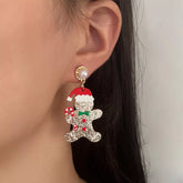 Christmas Gingerbread Man Dangle Earrings Red onesize OutfitFlow