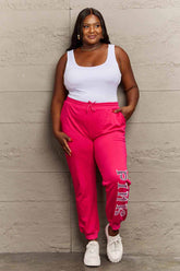 Simply Love Full Size PINK Graphic Sweatpants Hot Pink OutfitFlow
