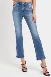 RISEN Full Size Mid Rise Ankle Straight Jeans with Pockets Dark OutfitFlow
