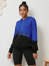 CASUAL Graphic Two-Tone Hoodie Royal Blue OutfitFlow