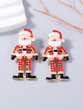 Alloy Rhinestone Santa Earrings Red One Size OutfitFlow