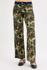RISEN Camouflage Wide Leg Jeans Green Camouflage OutfitFlow