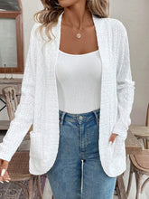 Pocketed Eyelet Open Front Cover Up White OutfitFlow