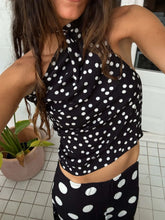 Polka Dot Top and Maxi Skirt Set Black OutfitFlow
