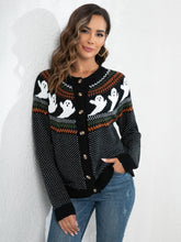 Ghost Button Up Long Sleeve Cardigan Black OutfitFlow