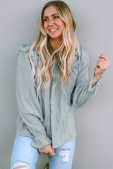 Frill Trim Flounce Sleeve Blouse Sage OutfitFlow