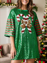 Sequin Round Neck Half Sleeve T-Shirt Dark Green OutfitFlow