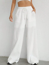 Drawstring Wide Leg Pants White OutfitFlow