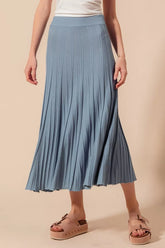 SO ME A Line Knitted Sweater Midi Length Skirt DUSTY BLUE OutfitFlow
