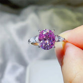 3 Carat Moissanite 925 Sterling Silver Ring Pink Purple OutfitFlow